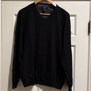 Foxcroft Men's Classic Black V-Neck super soft sweater, cotton & cashmere